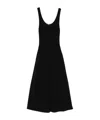 Theory Scoop Neckline Midi Dress With Flared Skirt In Black