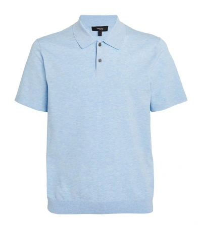 Theory Knitted Polo Shirt In Blue