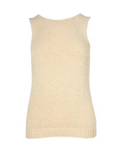 Theory Knitted Sleeveless Top In Beige Cotton