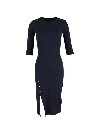 Pre-owned Theory Knitted Slit Dress In Blue