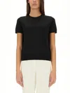 Theory Minimalist Black Knitted Top With Short Sleeves