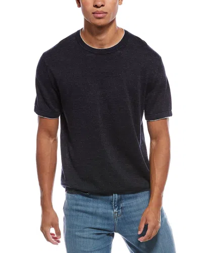 Theory Kolben Linen-blend T-shirt In Blue
