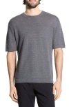 Theory Kolben Short Sleeve Linen & Cotton Blend Crewneck Sweater In Gray