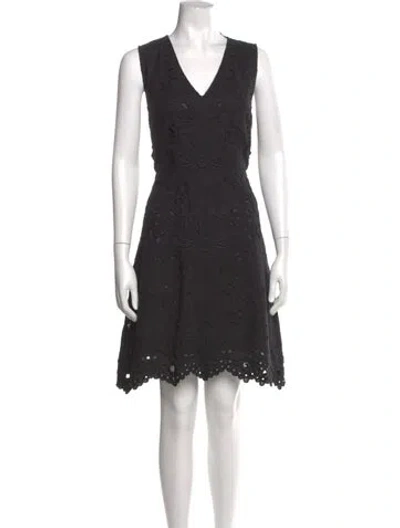 Pre-owned Theory Lace Pattern Knee-length Dress In Black