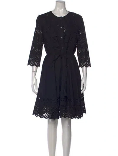 Pre-owned Theory Lace Pattern Knee-length Dress In Black