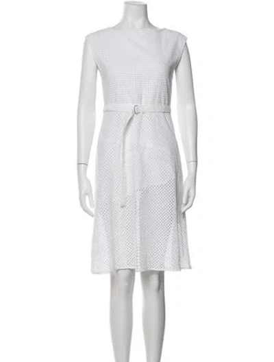 Pre-owned Theory Lace Pattern Knee-length Dress In White