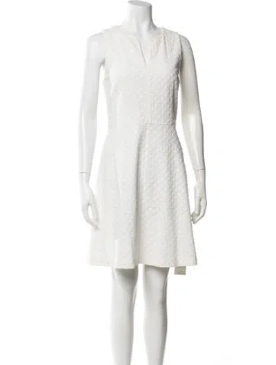 Pre-owned Theory Lace Pattern Knee-length Dress In White
