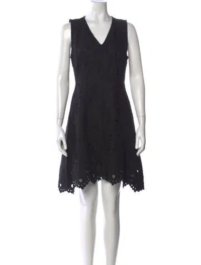 Pre-owned Theory Lace Pattern Mini Dress In Black