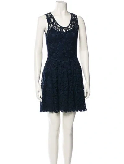 Pre-owned Theory Lace Pattern Mini Dress In Blue