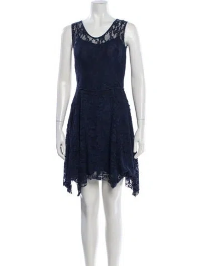 Pre-owned Theory Lace Pattern Mini Dress In Blue