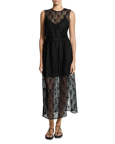 Theory Lace Tie Waist Dress In Black