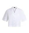 Theory Womens White Cropped Short-sleeves Stretch-cotton Shirt In White