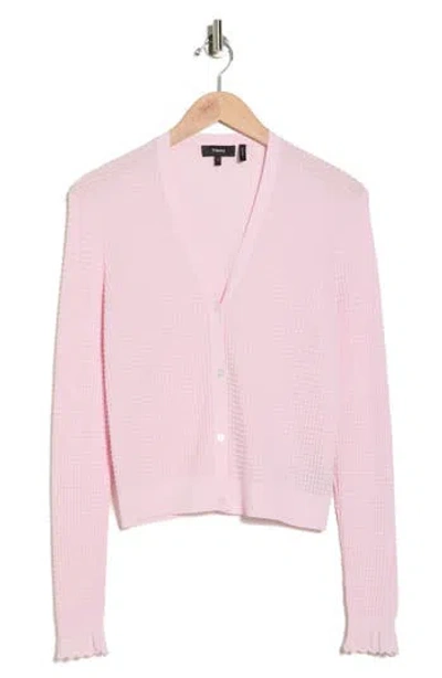 Theory Lace Trim Cardigan In Pink