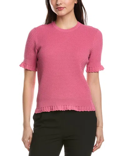 Theory Lace Trim Pullover In Pink
