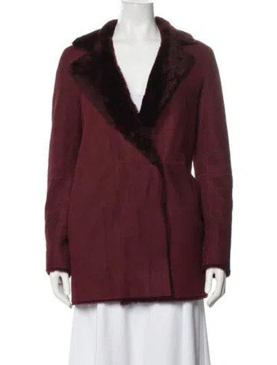 Pre-owned Theory Lamb Fur Coat In Burgundy