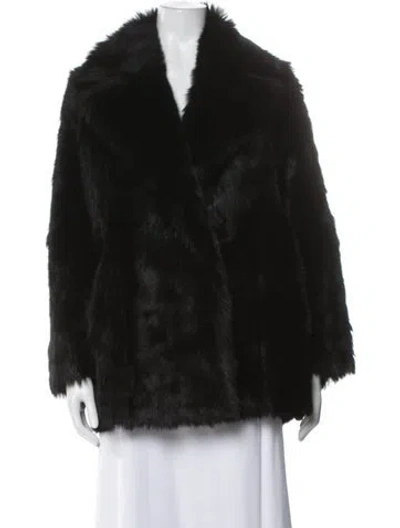 Pre-owned Theory Lamb Fur Faux Fur Jacket In Black