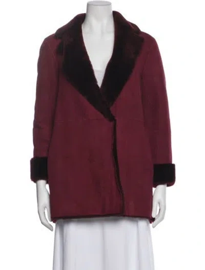 Pre-owned Theory Lamb Fur Fur Coat In Burgundy