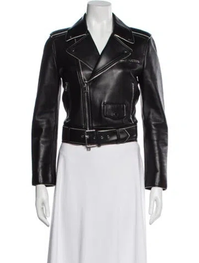 Pre-owned Theory Lamb Leather Biker Jacket In Black
