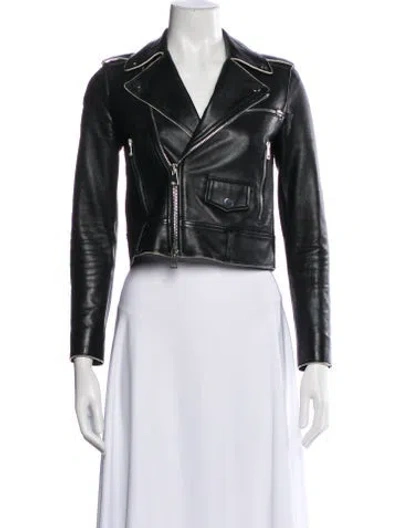 Pre-owned Theory Lamb Leather Biker Jacket In Black