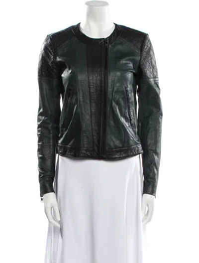 Pre-owned Theory Lamb Leather Biker Jacket In Black
