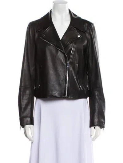 Pre-owned Theory Lamb Leather Biker Jacket In Black