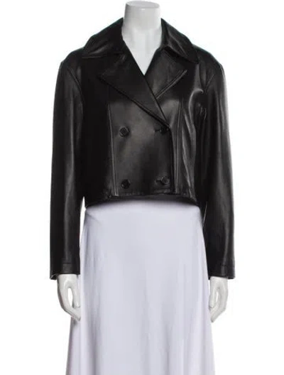 Pre-owned Theory Lamb Leather Biker Jacket In Black