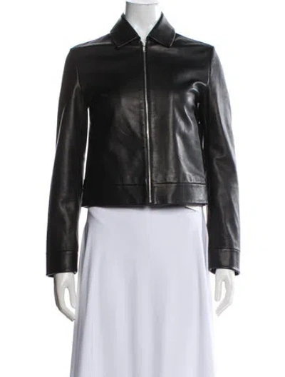Pre-owned Theory Lamb Leather Biker Jacket In Black