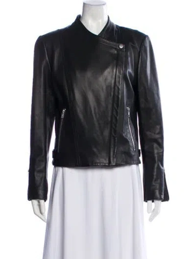 Pre-owned Theory Lamb Leather Biker Jacket In Black