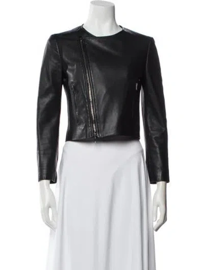 Pre-owned Theory Lamb Leather Biker Jacket In Black