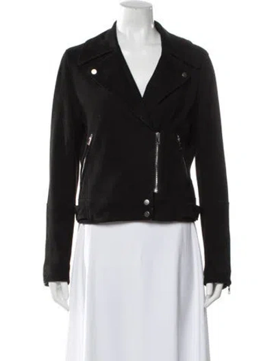Pre-owned Theory Lamb Leather Biker Jacket In Black