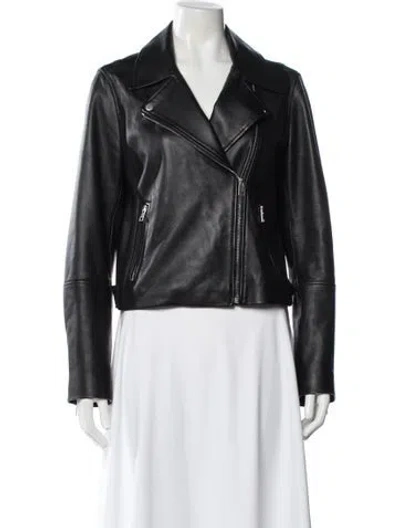 Pre-owned Theory Lamb Leather Biker Jacket In Black