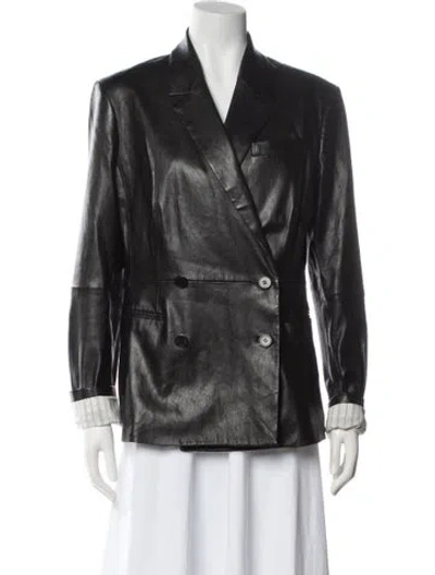 Pre-owned Theory Lamb Leather Biker Jacket In Black