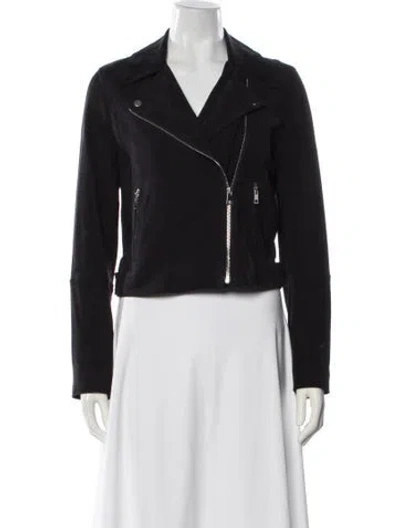 Pre-owned Theory Lamb Leather Biker Jacket In Black