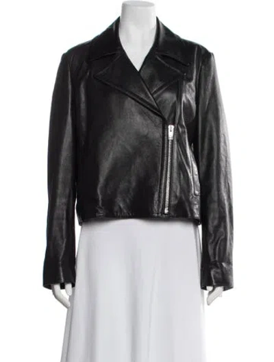 Pre-owned Theory Lamb Leather Biker Jacket In Black