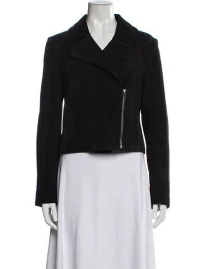 Pre-owned Theory Lamb Leather Biker Jacket In Black