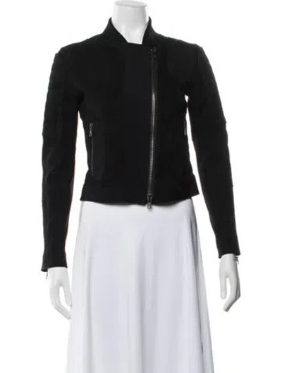 Pre-owned Theory Lamb Leather Biker Jacket In Black