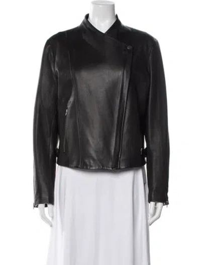 Pre-owned Theory Lamb Leather Biker Jacket In Black