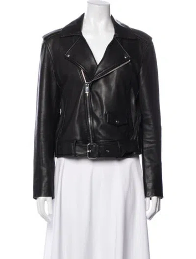 Pre-owned Theory Lamb Leather Biker Jacket In Black