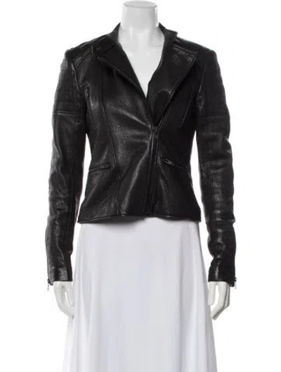 Pre-owned Theory Lamb Leather Biker Jacket In Black