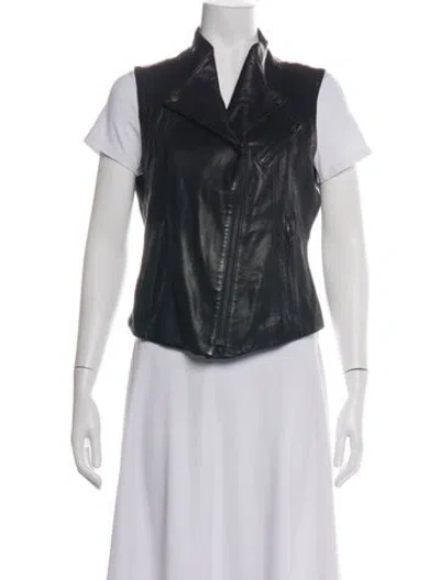 Pre-owned Theory Lamb Leather Biker Jacket In Black