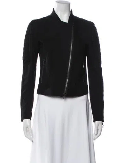 Pre-owned Theory Lamb Leather Biker Jacket In Black