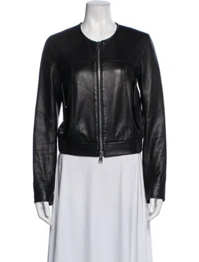 Pre-owned Theory Lamb Leather Biker Jacket In Black