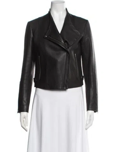 Pre-owned Theory Lamb Leather Biker Jacket In Black