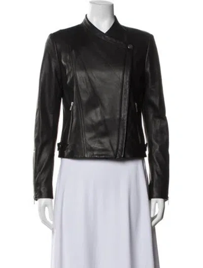 Pre-owned Theory Lamb Leather Biker Jacket In Black