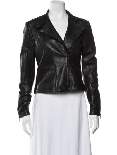 Pre-owned Theory Lamb Leather Biker Jacket In Black
