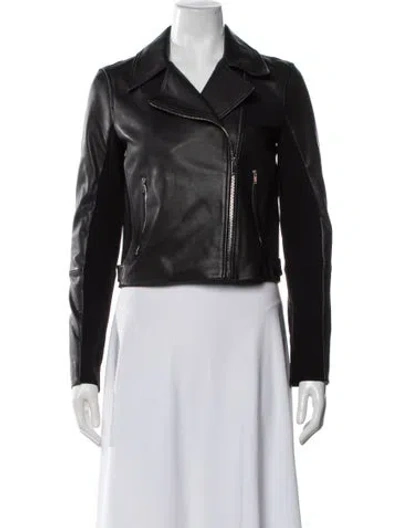 Pre-owned Theory Lamb Leather Biker Jacket In Black
