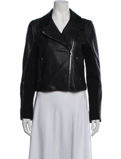 Pre-owned Theory Lamb Leather Biker Jacket In Black