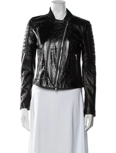 Pre-owned Theory Lamb Leather Biker Jacket In Black