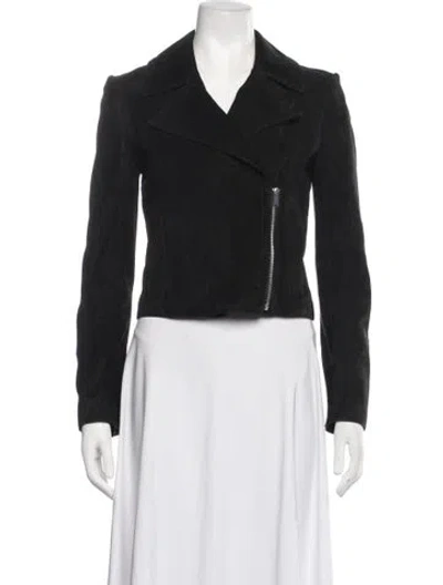 Pre-owned Theory Lamb Leather Biker Jacket In Black