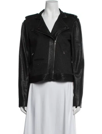 Pre-owned Theory Lamb Leather Biker Jacket In Black